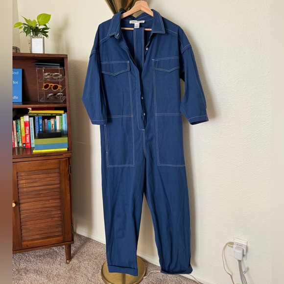 Caron Callahan "Farrah" blue jumpsuit size L - Picture 3 of 9